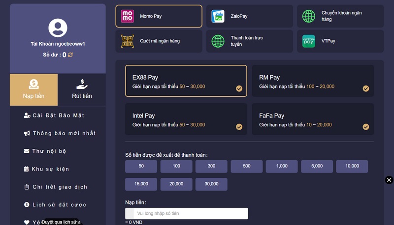 Nạp tiền PQ88 và rút tiền chính xác thông qua nhiều kênh 2 Nạp Tiền Nhanh Chóng Thông Qua Ví Momopay Nhiều Người Chọn