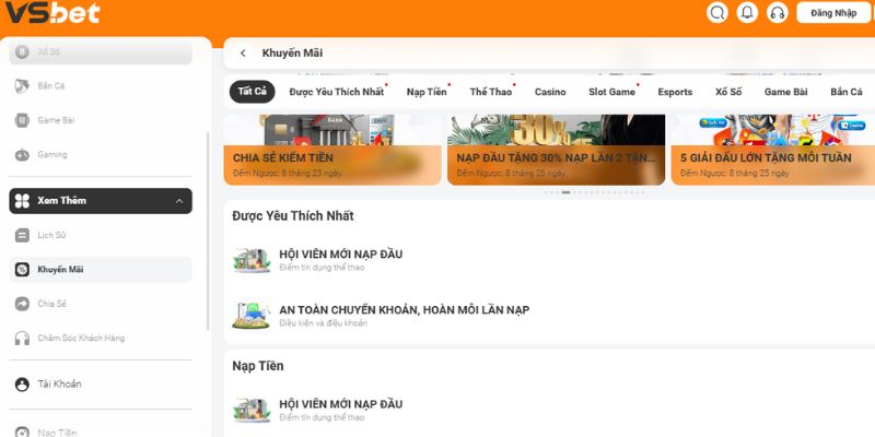 VSBET - Nhà Cái Được Game Thủ Yêu Thích Nhất Năm 2025 5 Chương Trình Khuyến Mãi Đặc Biệt Tại Nhà Cái Vsbet